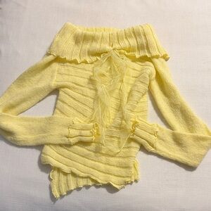 Kimchi Blue Pale Yellow Ruffle Knit Top